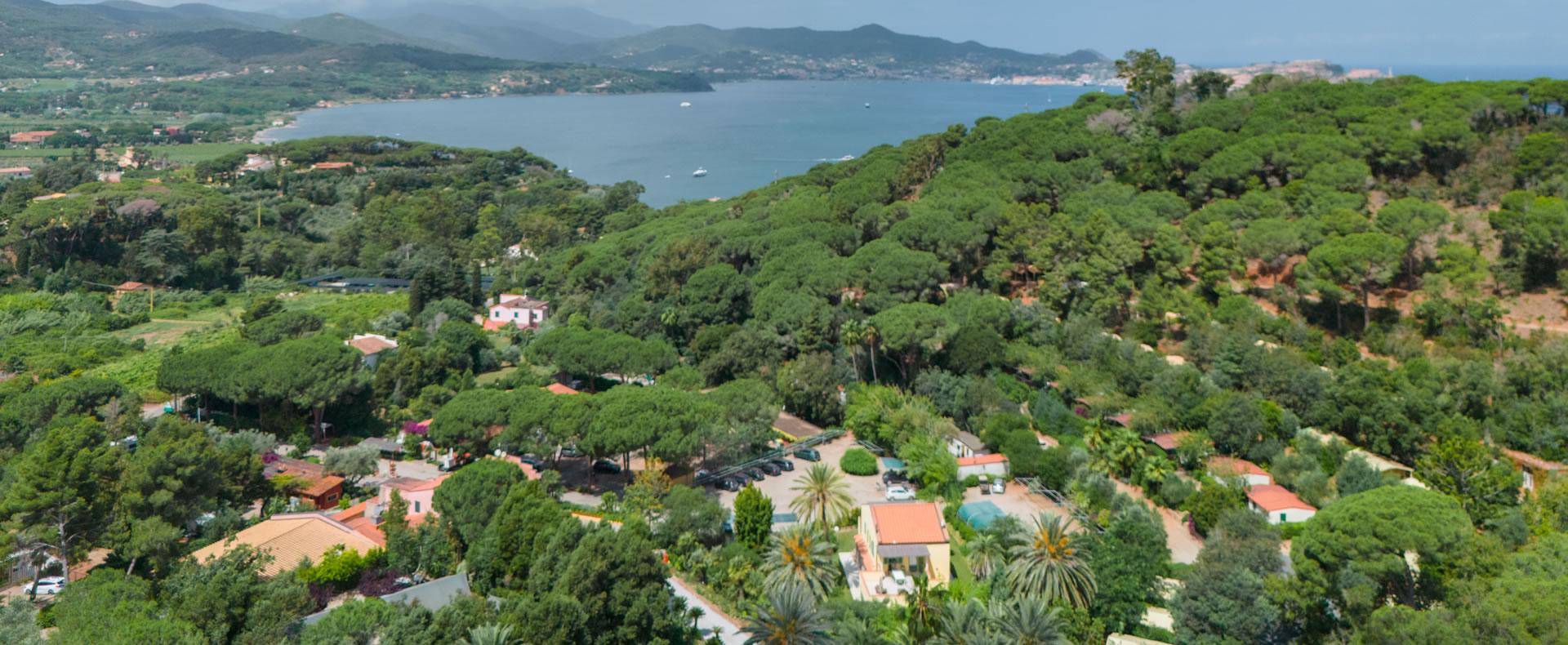 Breathtaking view of green hills and blue sea.